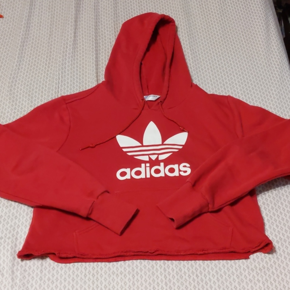Raw hem Adidas cropped hoodie